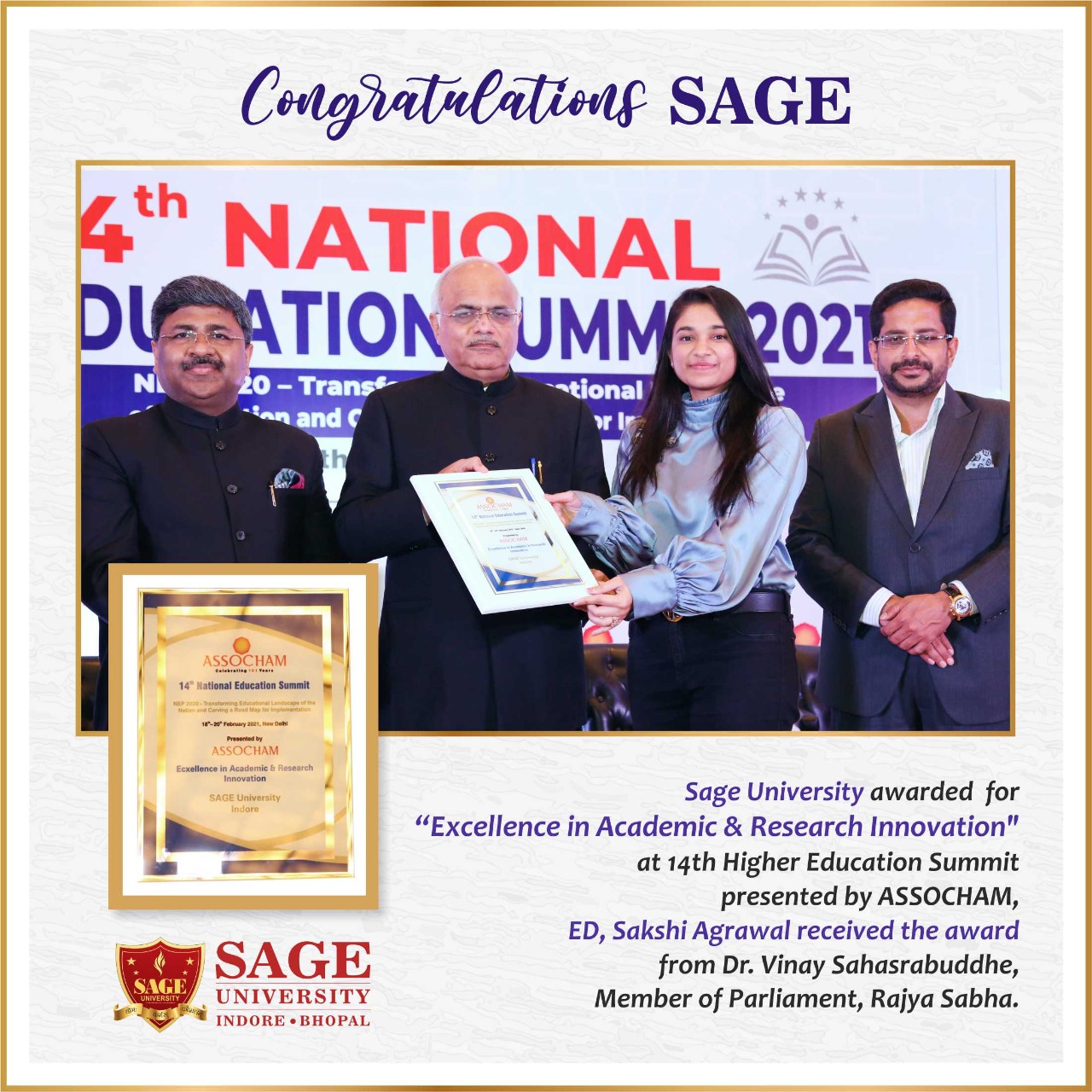 Sage University awarded for 